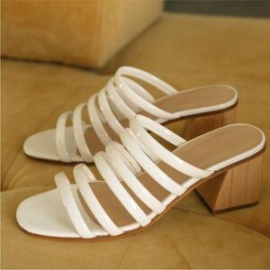 Paloma Wool Maria Sandal Off White Patent Leather Sculptural Heel 38 PLEASE READ